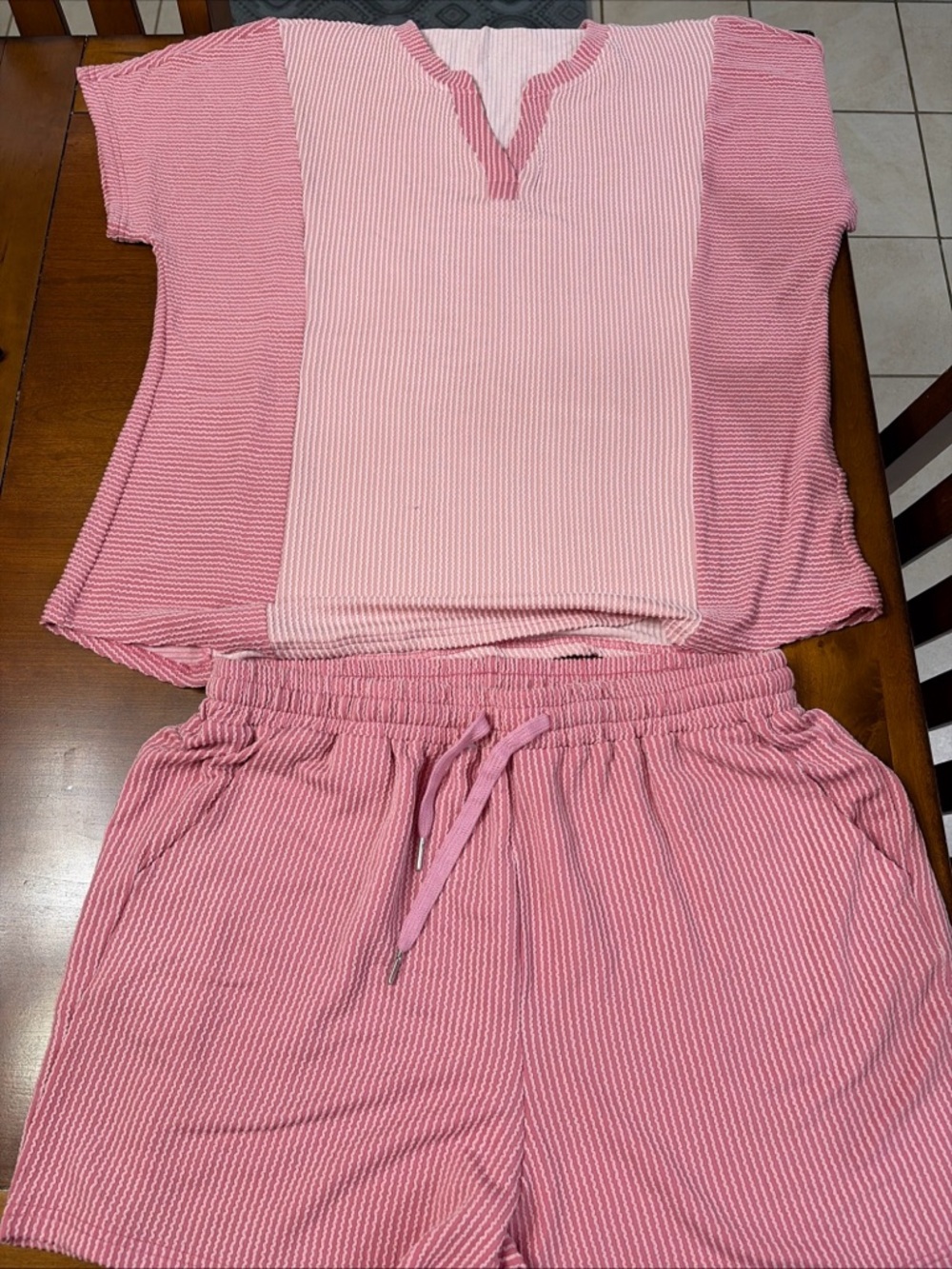 Soft Pink Ribbed Two-Piece Lounge Set